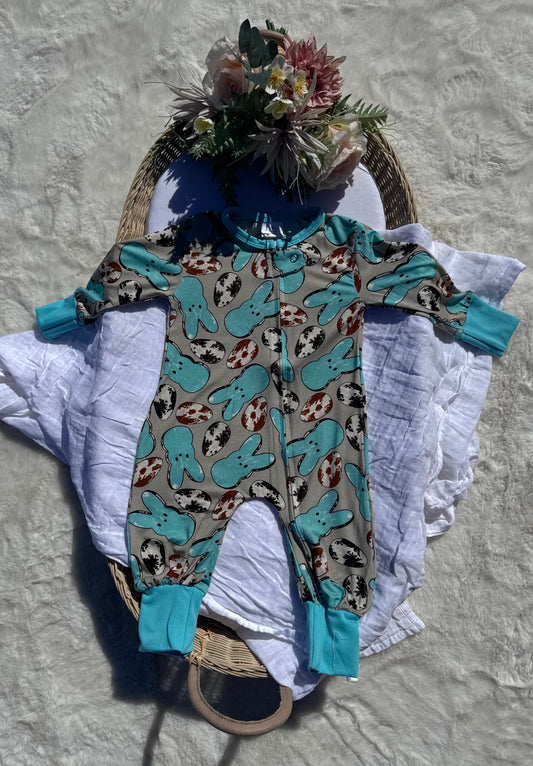 Easter Bunny Bamboo Romper – Teal