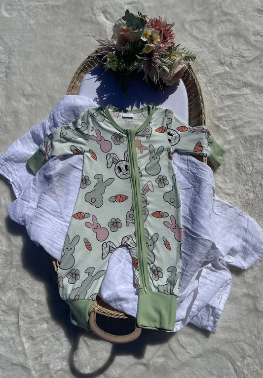 Easter Bunny Bamboo Romper – Green