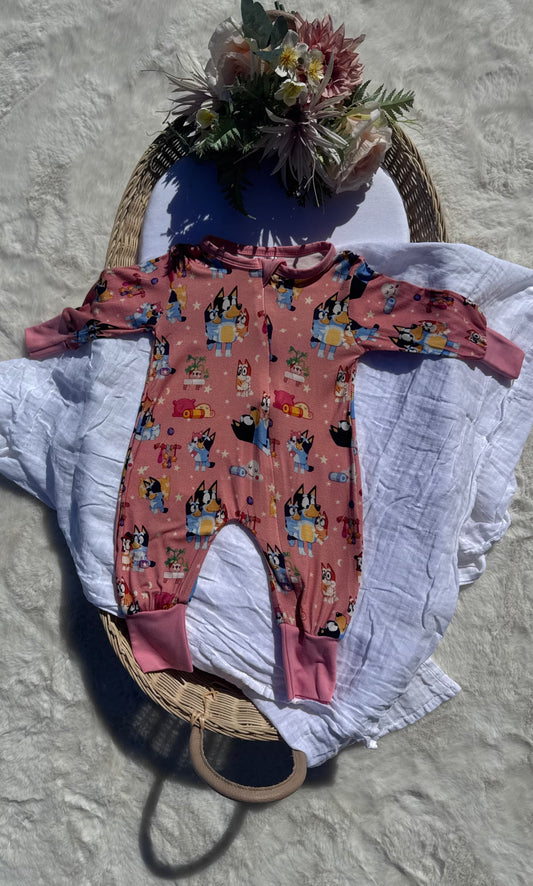 Bluey Bamboo Romper – Dusty Pink